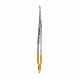 IGŁOTRZYMACZ MIKROCHIRURGICZNY CASTROVIEJO - Wygięty, dł. 18 cm, TC, uchwyt typ OPL-Ergo", do nici od 4/0 do 10/0"
