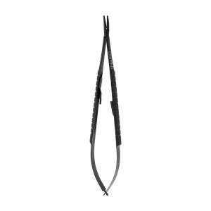 IGŁOTRZYMACZ MIKROCHIRURGICZNY CASTROVIEJO - wygięty dł. 18 cm, TC, czarna ceramika, uchwyt „typ OPL-Ergo, do nici 5/0-10/0"